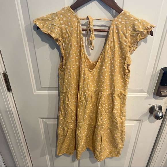 Abercrombie & Fitch Yellow Polka Dot Dress Ruffle Sleeve Mini Tiered Skirt - Picture 6 of 6